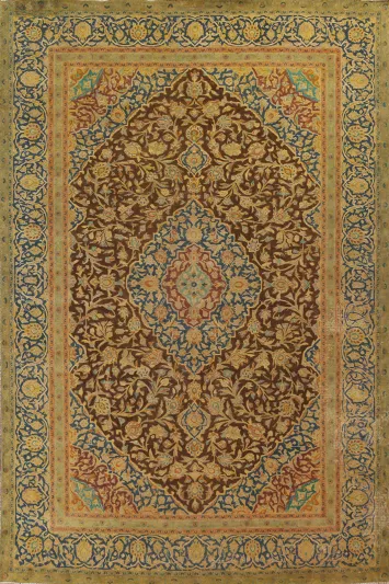 Traditional Handmade Wool Kashan Persian Rug 10x13