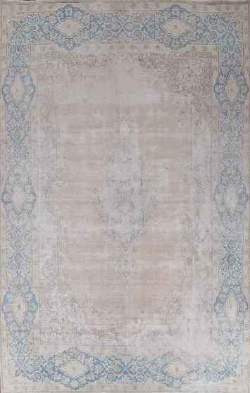 Vintage Muted Wool Kerman Persian Rug 10x13