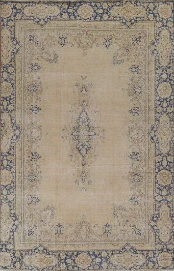 Distressed Floral Kerman Persian Area Rug 6x9