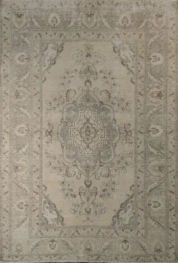 Distressed Floral Tabriz Persian Area Rug 6x10
