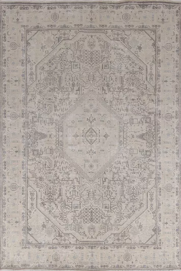 Distressed Geometric Tabriz Persian Area Rug 7x10