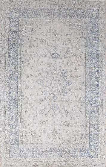 Distressed Wool Kerman Vintage Persian Rug 7x10