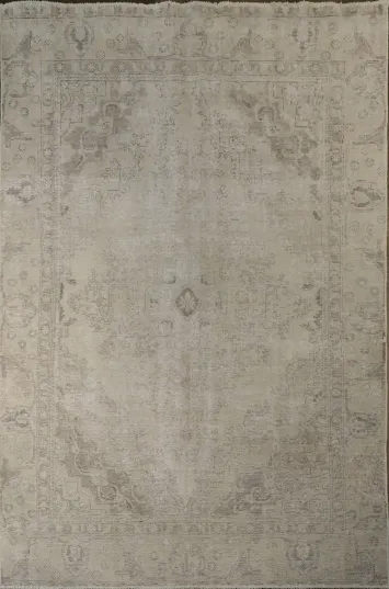Muted Distressed Tabriz Vintage Persian Wool Rug 6x9