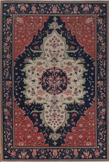 Floral Blue Sarouk Farahan Turkish Wool Rug 9x12