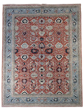 Red Floral Wool Sultanabad Ziegler Turkish Rug 9x12