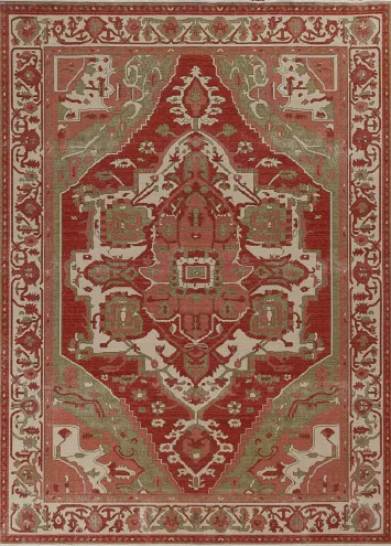 Geimetric Handmade Heriz Serapi Wool Turkish Rug 8x10