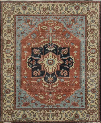 Vintage Inspired Distressed Heriz Serapi Area Rug 8x10