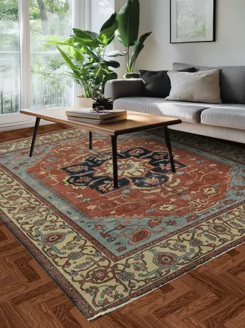 Vintage Inspired Distressed Heriz Serapi Area Rug 8x10