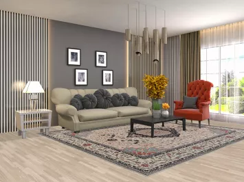 Geometric Handmade Kashan Mohtasham Wool Turkish Rug 8x10