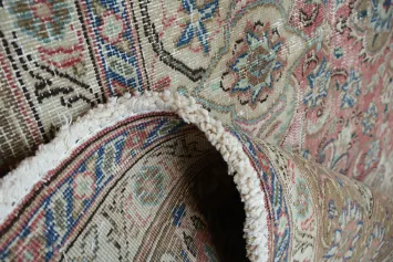 Distressed Pink Mashad Persian Area Rug 6x9