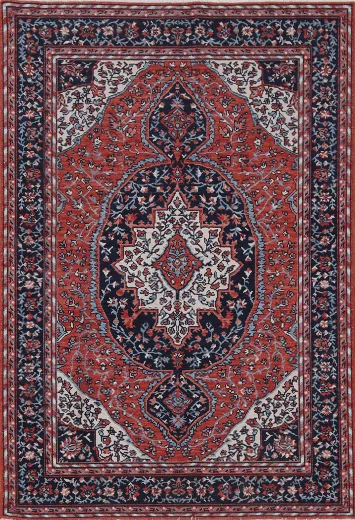 Geometric Hand-Knotted Sarouk Farahan Oriental Area Rug 4x6