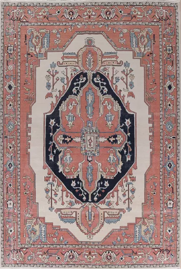 Geometric Heriz Serapi Turkish Wool Rug 10x13