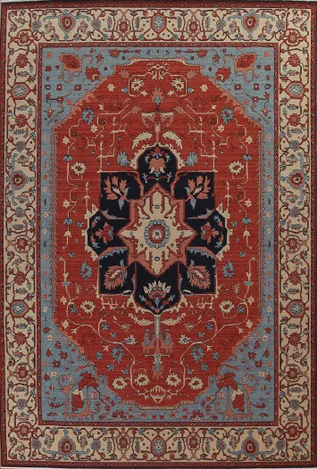 Geometric Handmade Heriz Serapi Oriental Area Rug 10x13