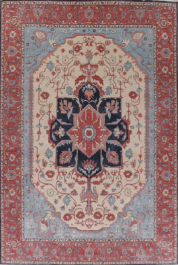 Floral Heriz Serapi Turkish Area Rug 10x13