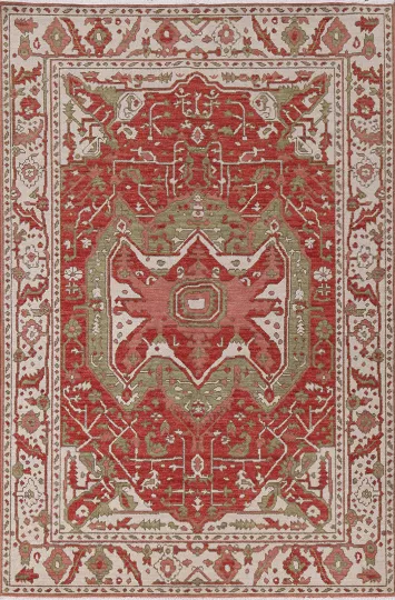 Geometric Heriz Serapi Wool Oriental Rug 4x6