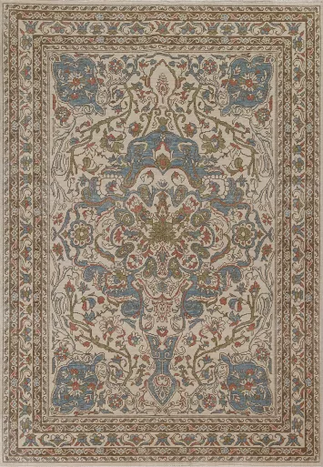 Geometric Oushak Turkish Area Rug 5x7
