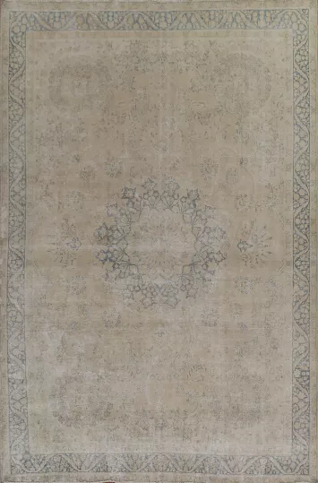 Distressed Wool Kerman Persian Area Rug 9x12