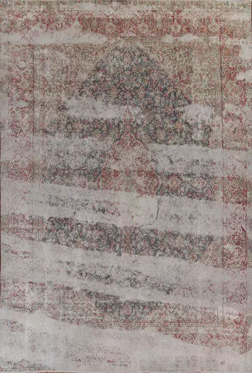 Distressed Wool Kerman Persian Area Rug 10x13