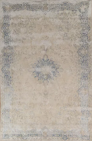 Distressed Wool Kerman Persian Area Rug 7x10
