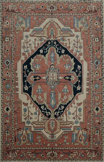 Heritage Heriz Serapi Turkish Area Rug 7x10 with Classic Decorative Accents