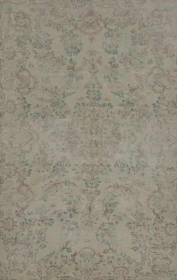 Timeless Distressed Kerman Persian Rug 4x7 with Delicate Floral Accents