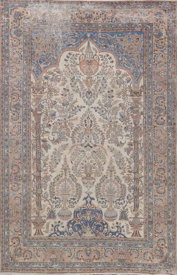 Floral Wool Kashmar Persian Wool Rug 6x9
