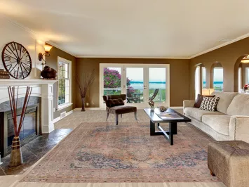 Vintage Geometric Mashad Persian Area Rug 10x13