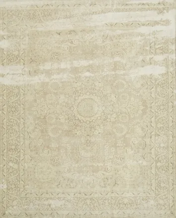 Distressed Kashan Persian Beige Muted Rug 10x12