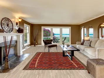 Geometric Kilim Reversible Wool Area Rug 7x10