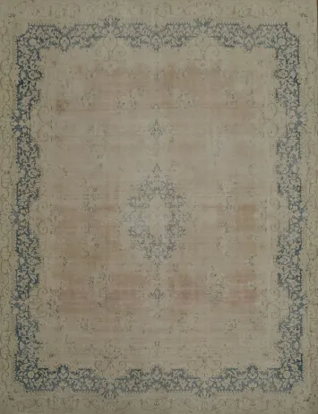 Distressed Muted Pink Kerman Persian Area Rug 10x12