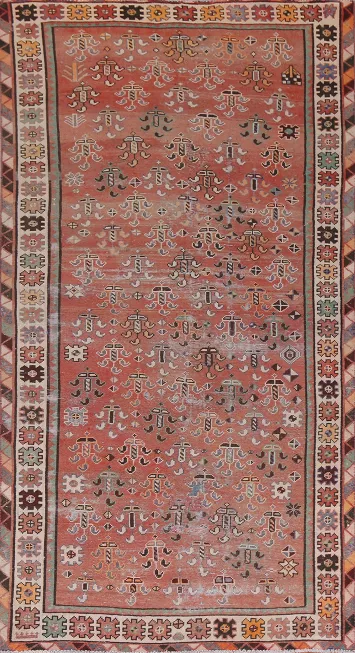 Vintage tribal Distressed Persian Rug with geometric patterns 5x9