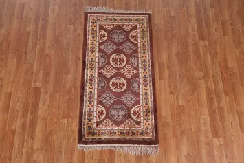 Art Deco Pure Silk Chinese Runner Rug 2x5