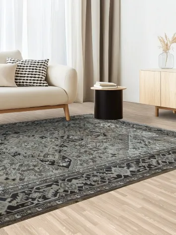 Classic Muted Peach Heriz Persian Area Rug in Neutral Tones 8x10