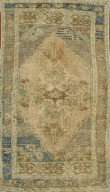 Vintage Style Rug with Subtle Blue and Brown Accents 2x3