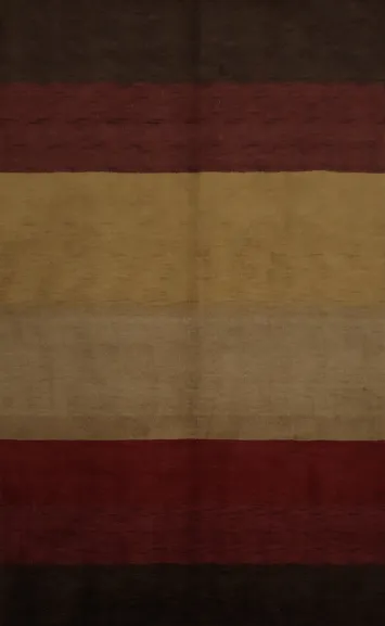 Rustic Elegance: Multi-tonal Striped Gabbeh Area Rug 7x10