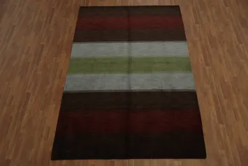 Modern Striped Gabbeh Area Rug 7x10 in Warm Colors Adds Cozy Touch