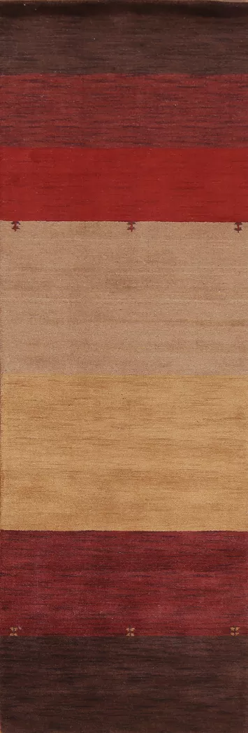 Striped Gabbeh Wool Runner Rug 3x10