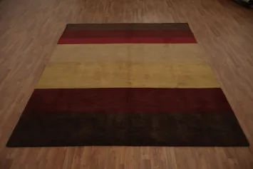 Sophisticated Stripe Design Gabbeh Area Rug 8x10 in Warm Browns