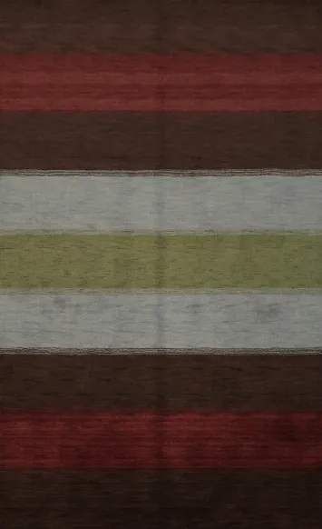 Contemporary Red and Brown Striped Rug for Modern Living Spaces 7x10