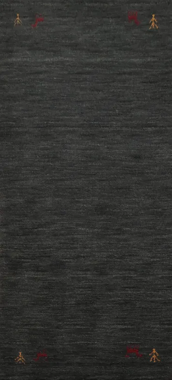 Stylish Dark Gabbeh Oriental Rug 3x6 with Touches of Vibrant Hues