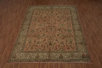 Vintage Floral Wool Tabriz Persian Area Rug 10x13