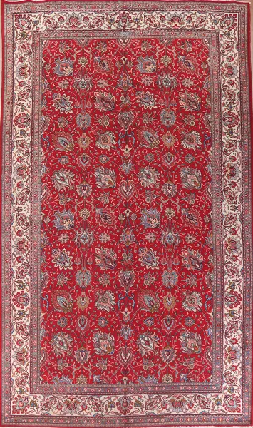 Large Red Floral Tabriz Persian Rug 10x16
