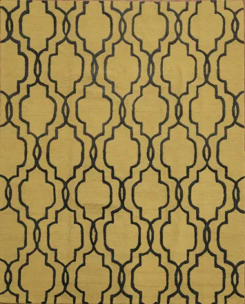 Modern Yellow Trellis Area Rug with Stylish Charcoal Patterns
