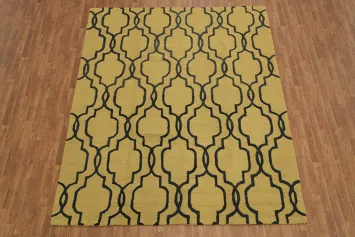 Modern Yellow Trellis Area Rug with Stylish Charcoal Patterns