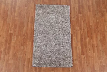 Champagne Contemporary Shaggy Oriental Area Rug 3x5