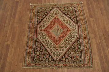 Antique Kilim Senneh Bidjar Persian Tribal Rug 4x4