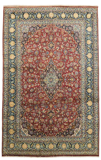 Vegetable Dye Kashan Persian Lage Red Rug 9x14