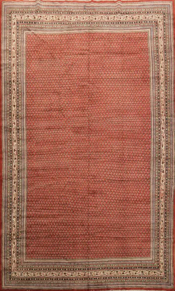 Red All-Over Botemir Persian Palace Rug with Detailed Border Design 11x18