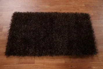 Mocha Brown Shaggy Shag Foyer Rug 2x4