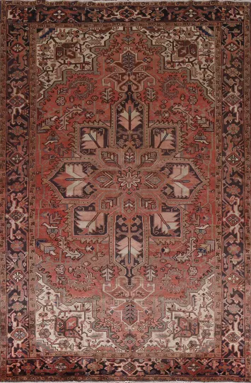 Handmade Wool Heriz Persian Area Rug 7x11